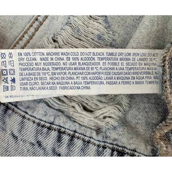 Forever 21 Distressed Denim Jacket Light Wash Oversized Jean Trucker Small - Picture 11 of 16